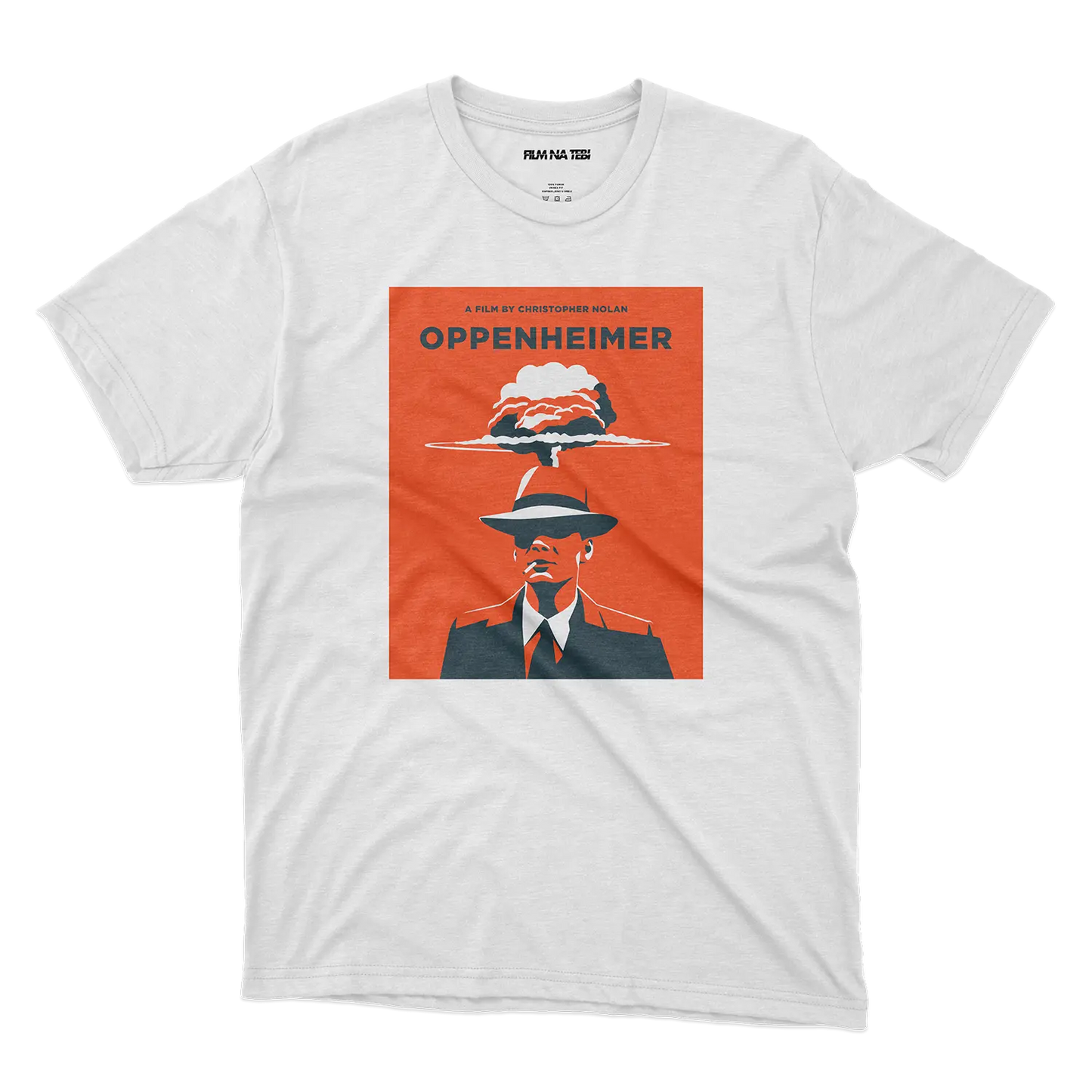 Oppenheimer by Christopher Nolan bela majica od 100% pamuka za ljubitelje filmova online prodaja i isporuka