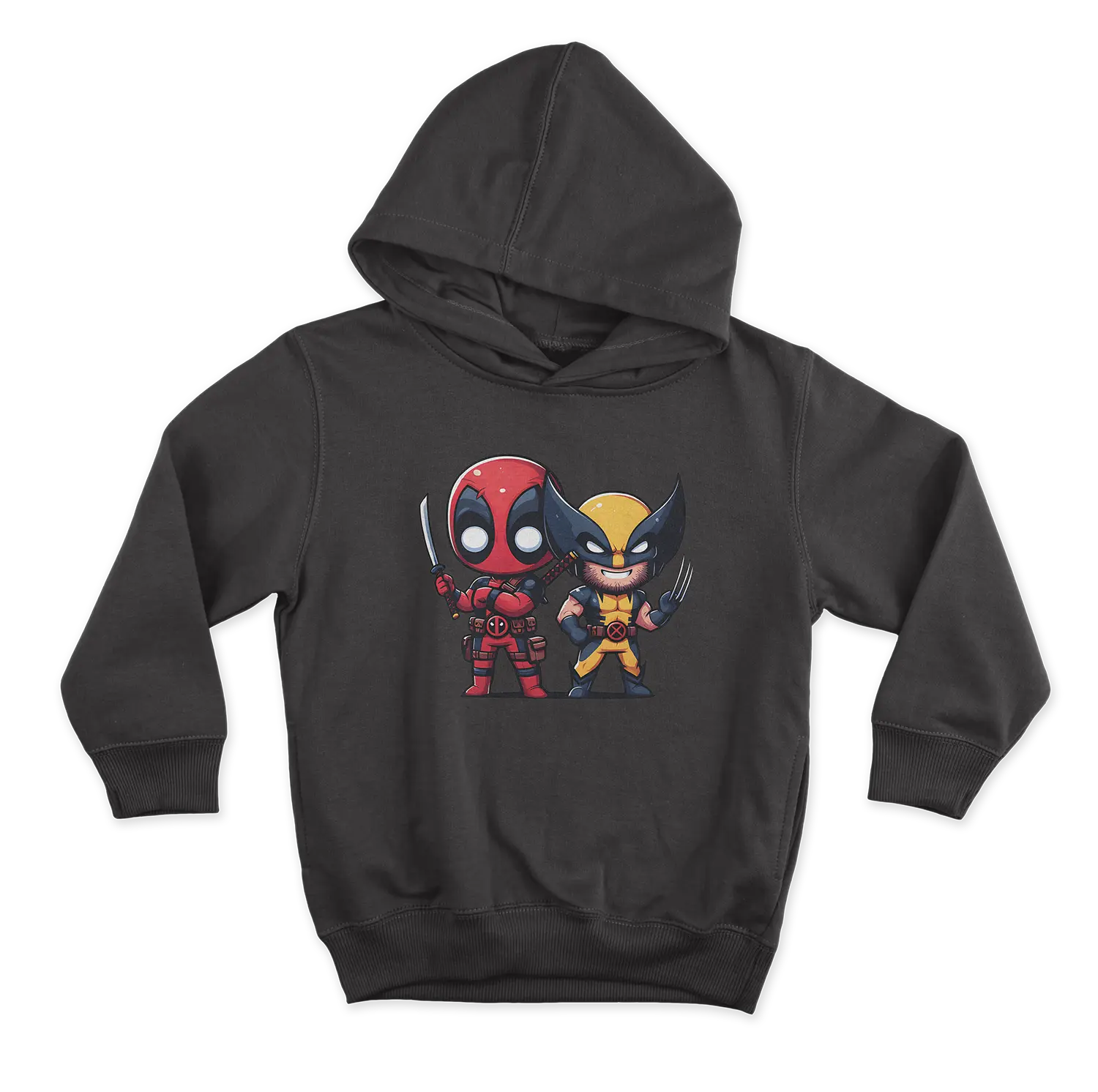 Deadpool & Wolverine Chibi crni duks od 100% pamuka za ljubitelje filmova online prodaja i isporuka