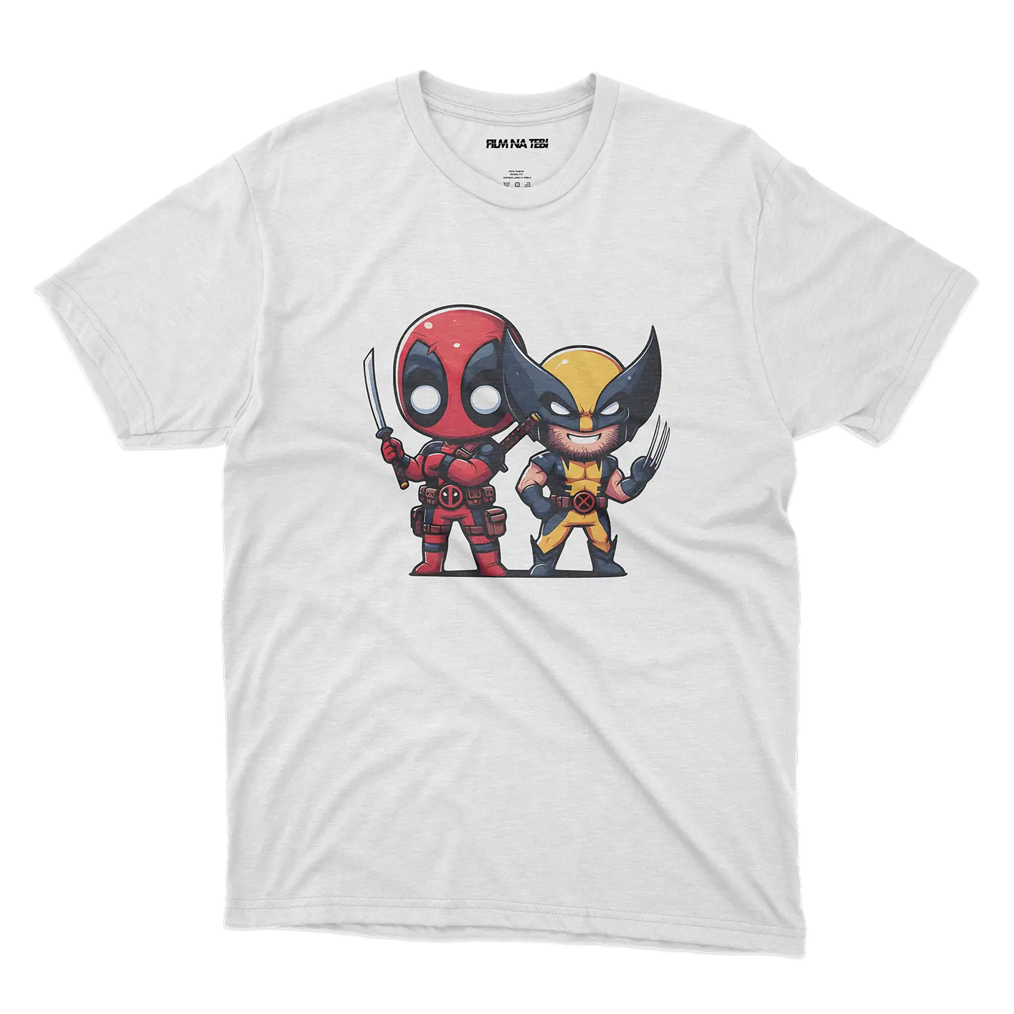 Deadpool & Wolverine Chibi bela majica od 100% pamuka za ljubitelje filmova online prodaja i isporuka