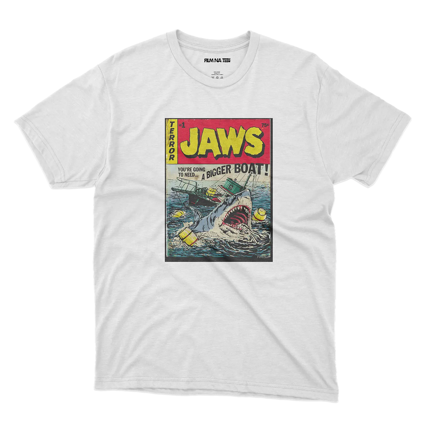 Jaws Comic bela majica od 100% pamuka za ljubitelje filmova online prodaja i isporuka