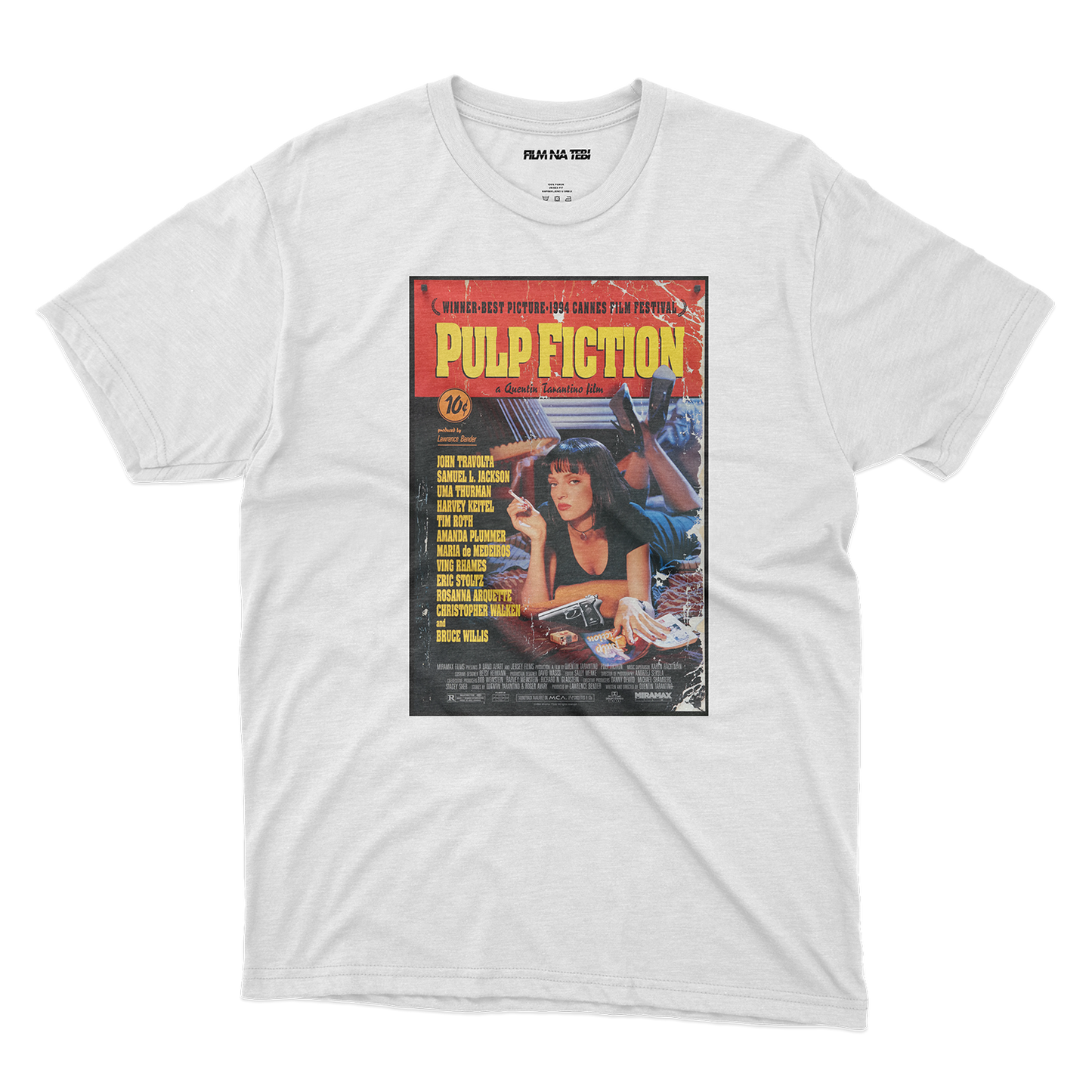 Pulp Fiction Poster bela majica od 100% pamuka za ljubitelje filmova online prodaja i isporuka